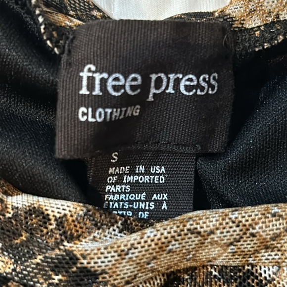 Free press sheer snakeskin print over solid black lining sexy body hugging midi - Picture 4 of 5